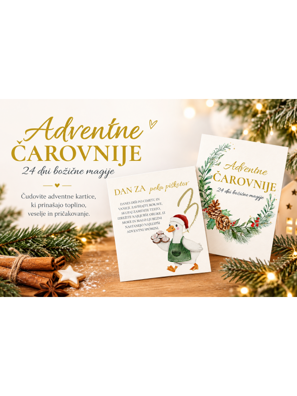 Adventne kartice ČAROVNIJE – PDF za tiskanje Adventne kartice za tiskanje – 24 dni božične magije